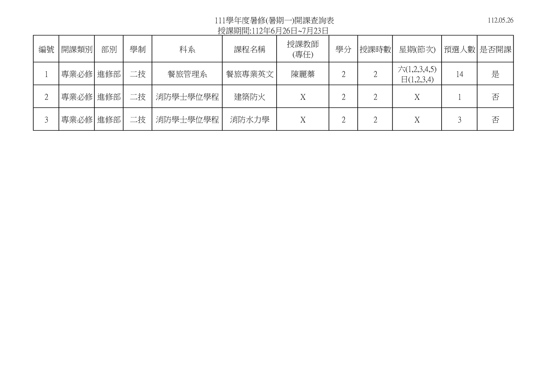 111暑修一